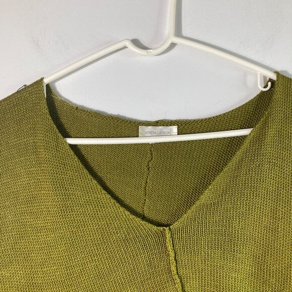 Womens Krista Larson Wavey Vest Lagenlook Tie Dyed OS Green Perle Cotton NWT - Picture 3 of 9